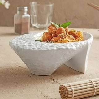 organic ceramic bowl earthworks handcrafted porcelain dining dish ceramics close-up