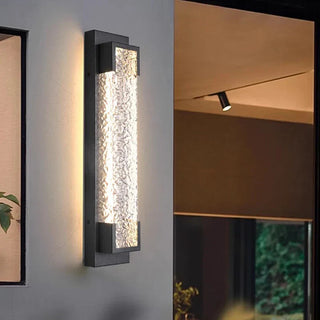 Outdoor Wall Lamp | Modern Stainless Steel LED Wall Sconce with Water Texture Diffuser