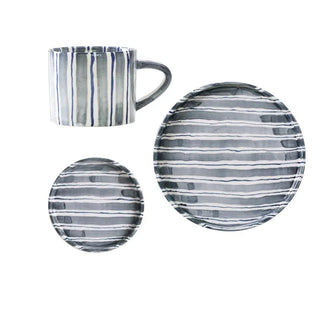 ceramic mug collection handcrafted toscana grey blue striped coffee cups set detail