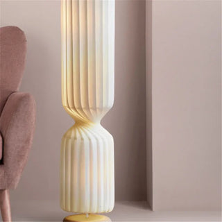 Modern Floor Lamp – White Fabric LED Lighting | Slender Standing Lamp