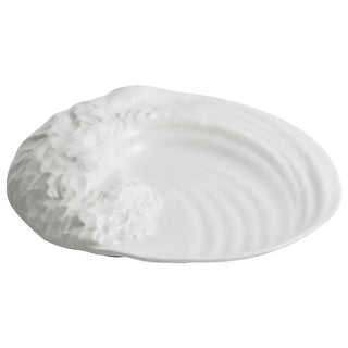 ceramic plate earthworks handcrafted porcelain rocky texture luxury dinnerware front view
