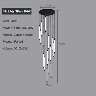 Copper Staircase Chandelier – Polished Copper Lighting with LED Flush Mount for Villas & Hotels