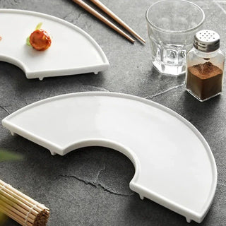 ceramic serving plate earthworks handcrafted tokyo style porcelain dinnerware platter side view