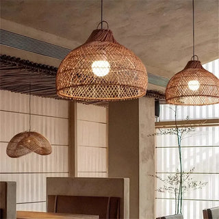 Rattan Pendant Light – Bamboo Woven Lamp with Eco Friendly LED Lighting