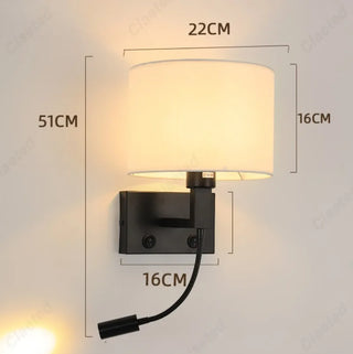 LED Fabric Wall Light – Adjustable Reading Lamp With Soft Lampshade & Warm Frame