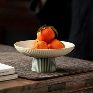 ceramic display bowl earthworks handcrafted japanese artisan vintage style light earth tableware side view
