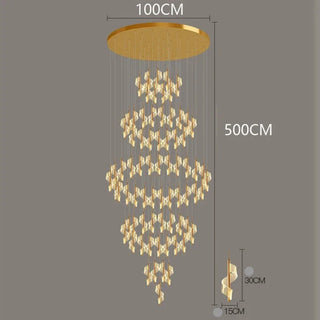 Lustre spirale moderne – Luminaire de luxe en cristal pour villa et salon