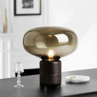 Marble Table Lamp – Black Marble Lamp With Hand-Blown Glass | Luxury Ambient Lighting