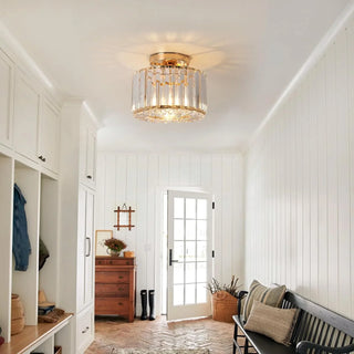 Gold Crystal Ceiling Light – Contemporary Surface Mount Lamp for Dining Room