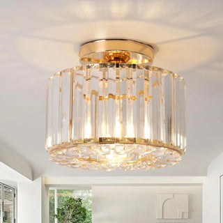 Gold Crystal Ceiling Light – Contemporary Surface Mount Lamp for Dining Room