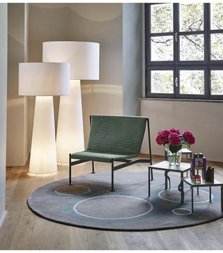 Nordic Fabric Floor Lamp – Scandinavian LED Reading Lamp with Chrome Base