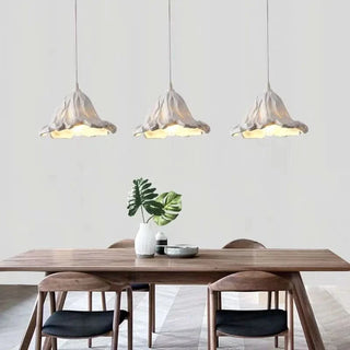 Vintage Pendant Lamp – Resin Lotus Leaves Retro Pendant Lamp with E27 LED Bulb