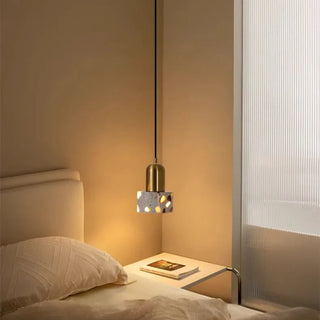 LED Pendant Light – Modern Pendant Lamp with Travertine Stone Shade | Warm Ambient Lighting