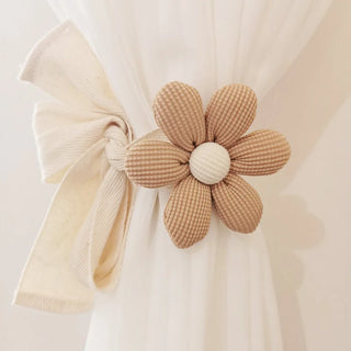 flower tieback curtain holders cotton fabric window decor close-up