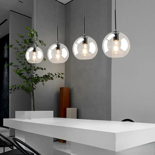 Smoked Glass Pendant Light – Modern Pendant Light with Iron Finish Fixture for Dining Room