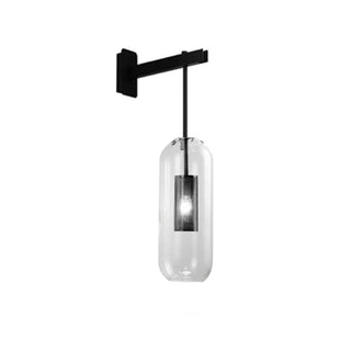 Nora black wall light with clear smoke glass shade — Nordic sconce