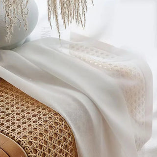 light white sheer curtain tulle panels voile fabric drapes side view