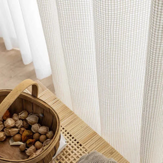 light sheer curtain saint claire grid pattern rod pocket set view
