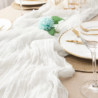 gauze table runner semi sheer woven runner elegant dining decor side view