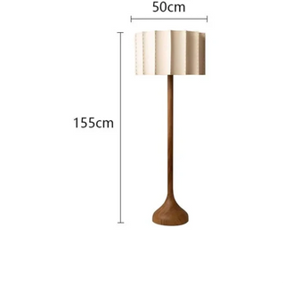 Wabi-Sabi Floor Lamp – Wooden Bamboo LED Light With Fabric Shade