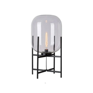 Oda designer glass shade table lamp — black steel E27 base