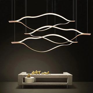 Postmodern Chandelier | Gold Aluminum LED Fixture with Remote Control Lighting
