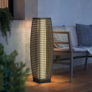 Solar Outdoor Floor Lamp – Wireless Rattan Effect Garden Lantern by Lumavera Lighting