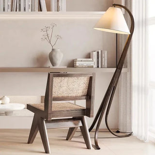 Wooden floor lamp – dark brown walnut side profile