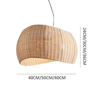 Natural hanging lamp with wicker rattan shade — boho interior