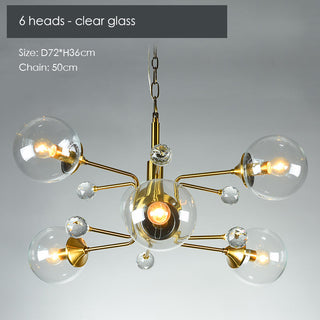 Modern gold glass LED chandelier — contemporary ceiling light fixture