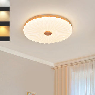 White round vintage ceiling light, energy efficient LED installed