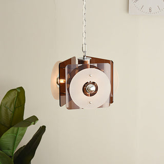 Mid-century Danish glass pendant hanging in kitchen interior