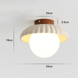 French stained glass ceiling fixture – creamy E27 iron frame