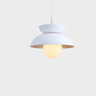 Colorful round pendant in interior — modern metal glass E27 lamp
