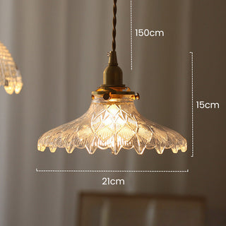 Suspension en verre vintage – Lampe réglable en laiton style Mid-Century