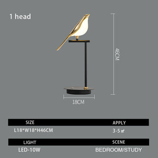 Modern gold bird lamp — alloy acrylic touch warm