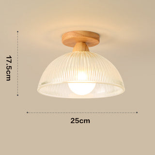 Solid wood glass ceiling fixture E27 – vintage lamp