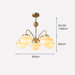 Suspension à chaîne - Suspension industrielle blanche avec abat-jour en verre et cordon réglable