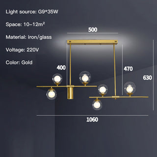 LED gold sputnik chandelier detail — 7-light warm modern