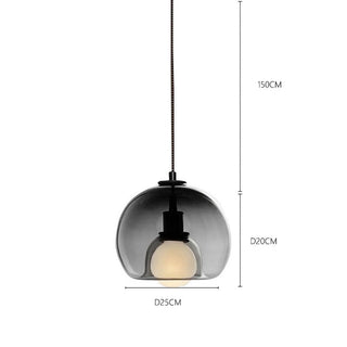 Suspension en verre soufflé – Luminaire moderne en forme de sphère avec abat-jour ambré
