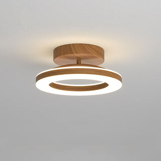 Circle wood ceiling lamp LED acrylic – modern hallway
