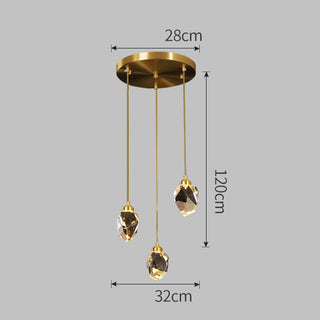 Lámpara de araña de cristal moderna – Elegante lámpara de araña con diseño de gotas de lluvia y colgante dorado