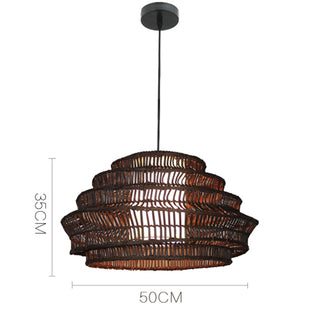 Modern rattan cage pendant in interior — living room lamp