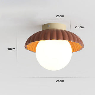French Stained Ceiling Light – Creamy Glass Pendant With Iron Frame E27 Bulb