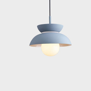 Metal glass round pendant detail — colorful E27 ceiling fixture