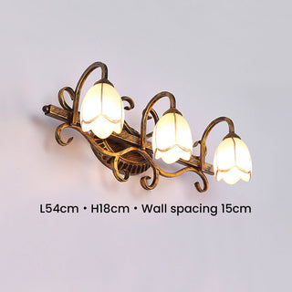 Vintage gold flower bathroom wall lamp angle — vanity sconce