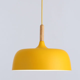 Cream glass pendant from below — industrial small hanging light