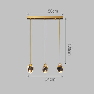 Lámpara de araña de cristal moderna – Elegante lámpara de araña con diseño de gotas de lluvia y colgante dorado