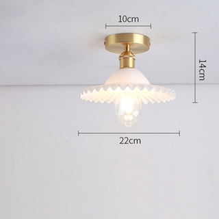 Glass Ceiling Light - Semi Flush Mount Copper Frame Mini Ceiling Lamp