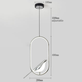 Decorative gold bird ceiling fixture with modern oval LED